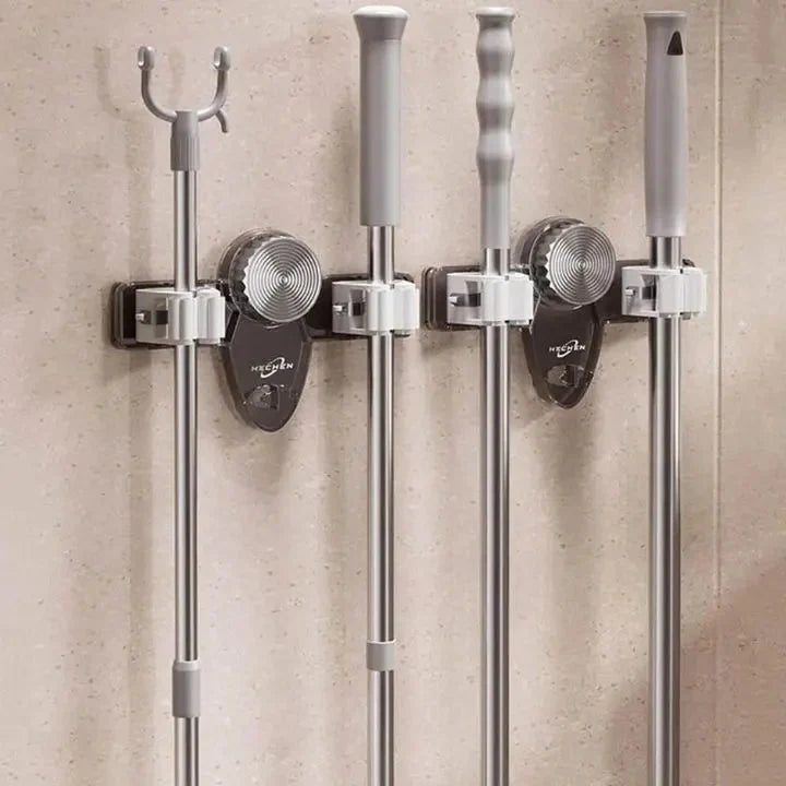 Broom and Mop Holder Suction Cup No-Drill Mount Water-Resistant