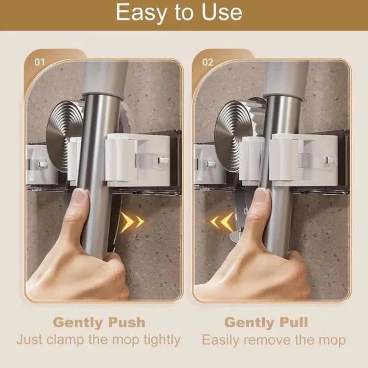 Broom and Mop Holder Suction Cup No-Drill Mount Water-Resistant