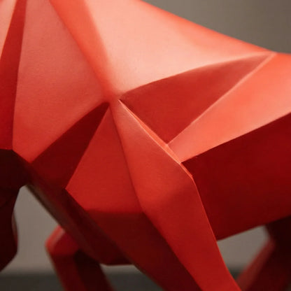 Bull Sculpture Geometric Faceted Matte Finish & Dark Base