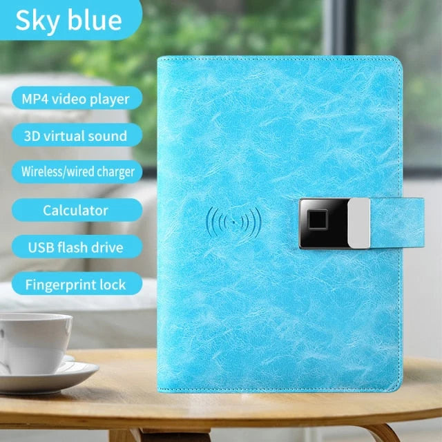 Business Notebook Wireless Charging Fingerprint Lock 10,000 mAh Battery