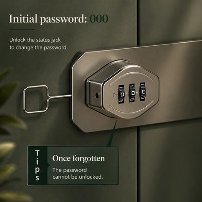 Cabinet Combination Lock 3-Digit Keyless Resettable Zinc Alloy