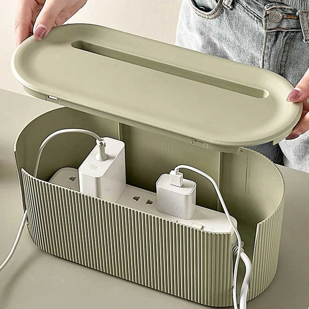 Cable Organizer Box Plastic Spacious Storage for Cords & Chargers