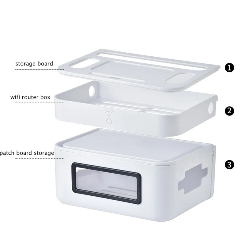 Cable Organizer Box Wall-Mounted Ventilated Router Storage