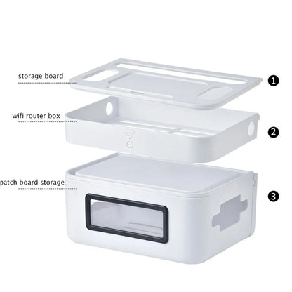 Cable Organizer Box Wall-Mounted Ventilated Router Storage