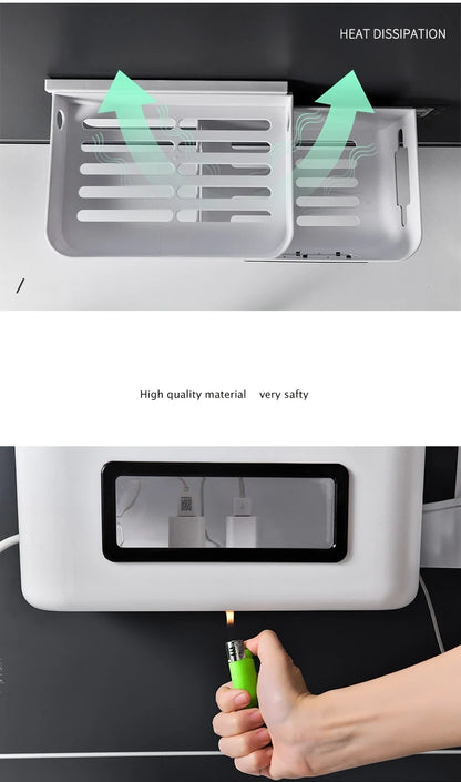 Cable Organizer Box Wall-Mounted Ventilated Router Storage