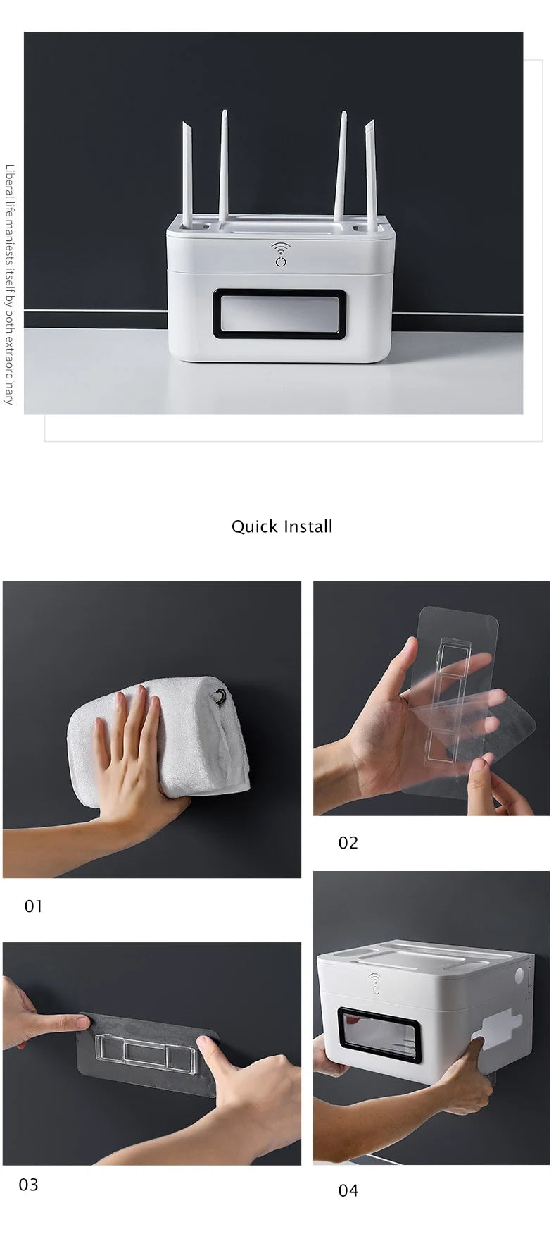 Cable Organizer Box Wall-Mounted Ventilated Router Storage