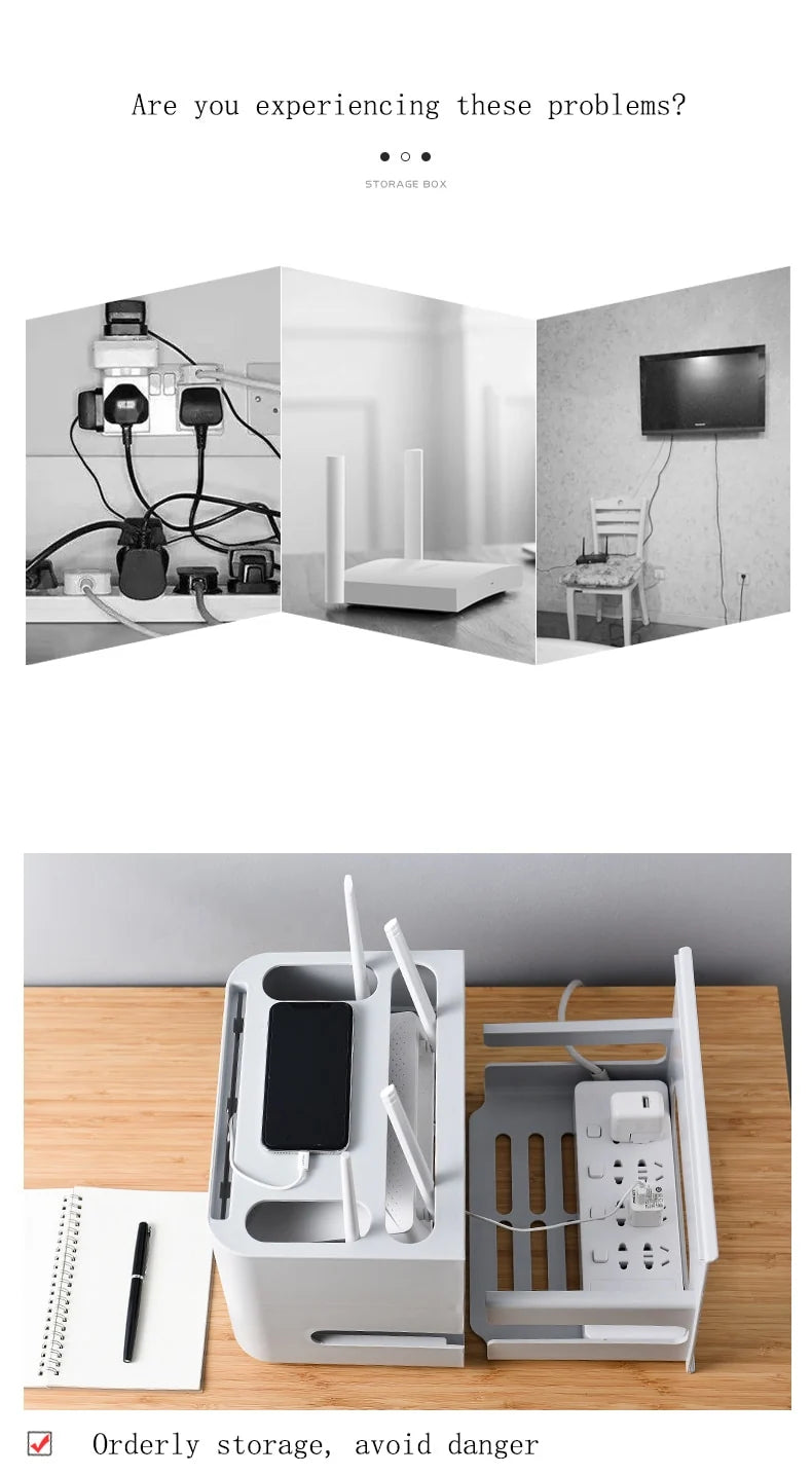 Cable Organizer Box Wall-Mounted Ventilated Router Storage