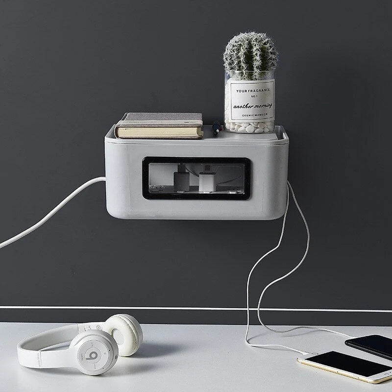Cable Organizer Box Wall-Mounted Ventilated Router Storage
