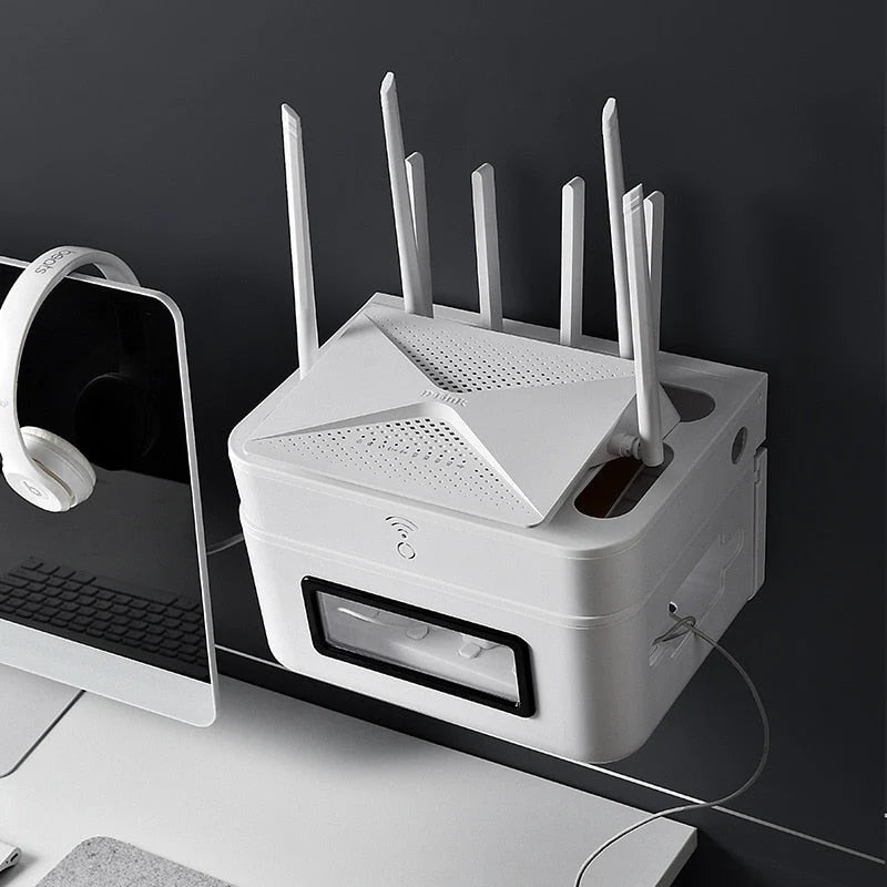 Cable Organizer Box Wall-Mounted Ventilated Router Storage