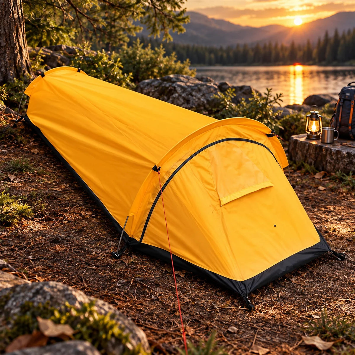 Camping Tent Single-Person Ultralight Mesh Ventilation & Reinforced Floor