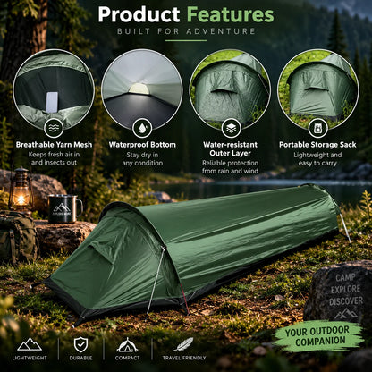 Camping Tent Single-Person Ultralight Mesh Ventilation & Reinforced Floor