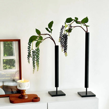 Candle Holder Minimalist Metal Cylindrical Square Base