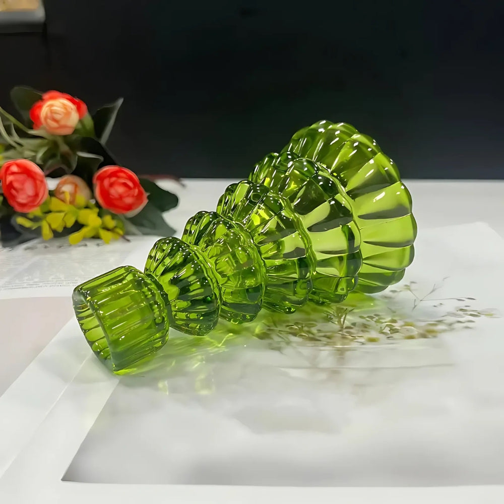 Candle Holder Set Tree-Shaped Glass 3-Piece
