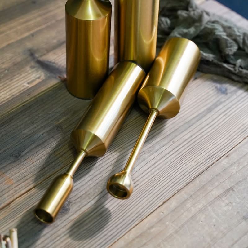 Candlestick Set Sculptural Gold Metal