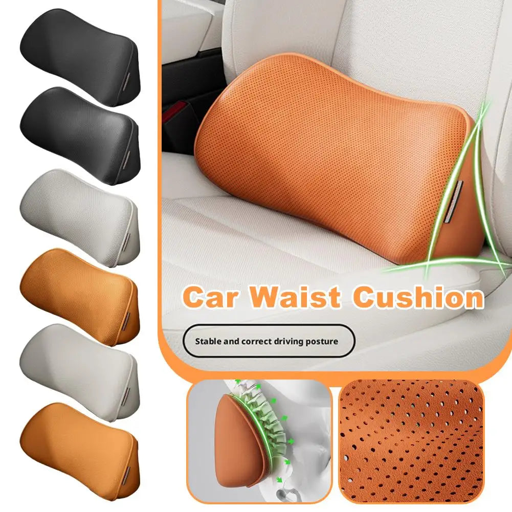 Car Backrest Cushion Ergonomic Lumbar Support Breathable Non-Slip Base