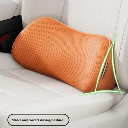 Car Backrest Cushion Ergonomic Lumbar Support Breathable Non-Slip Base