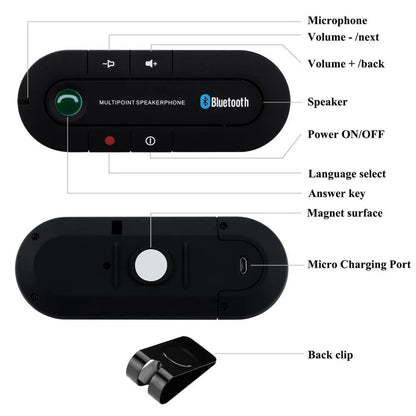 Car Bluetooth Handsfree Kit Magnetic Sun Visor Noise-Cancelling