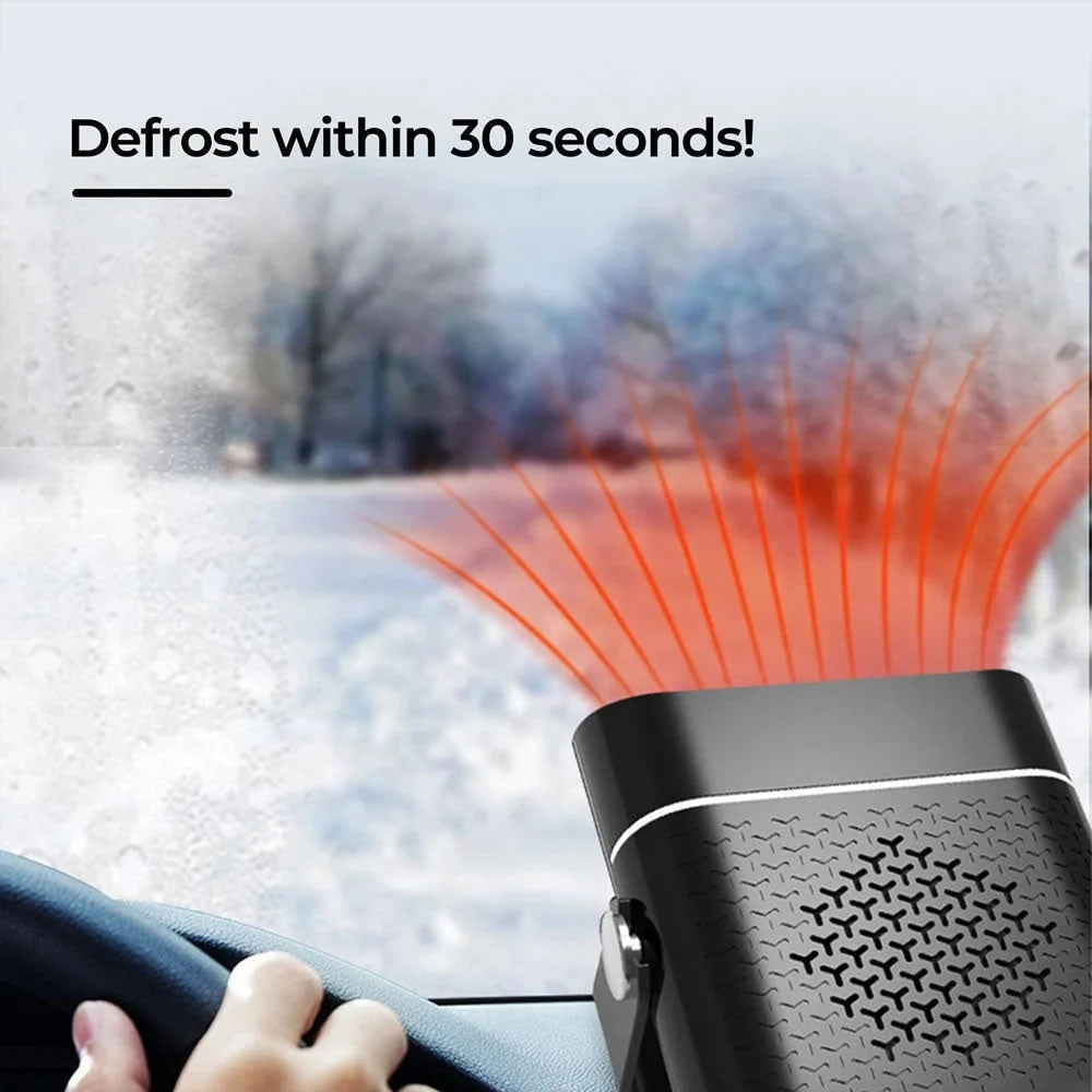 Car Heater 12V Plug-In Heat & Fan Modes Rapid 30-Second Warm-Up