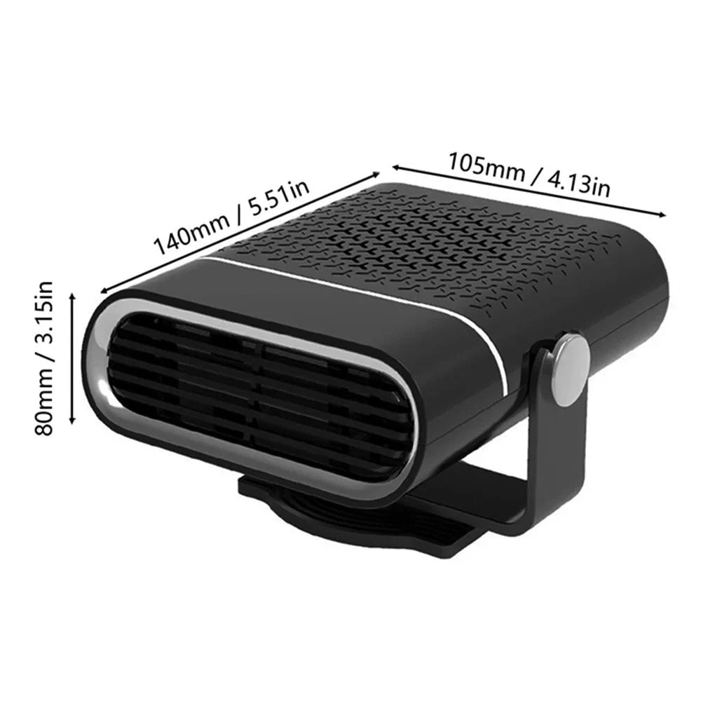 Car Heater 12V Plug-In Heat & Fan Modes Rapid 30-Second Warm-Up