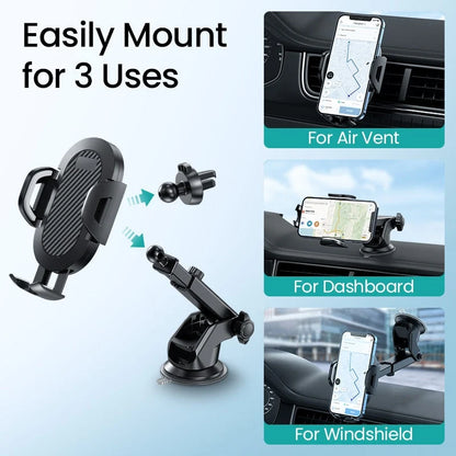 Car Phone Holder Adjustable 360° Viewing Angle Dual Mounting Options