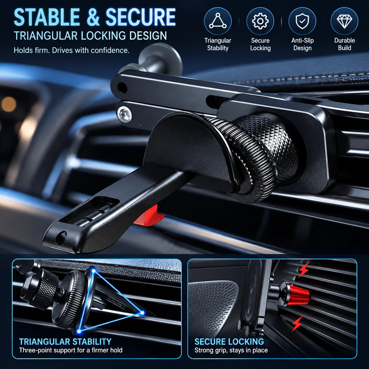 Car Phone Mount Folding 360 Degree Dual Mount