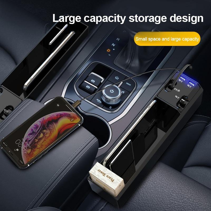 Car Seat Gap Organizer Dual USB Charging Ports