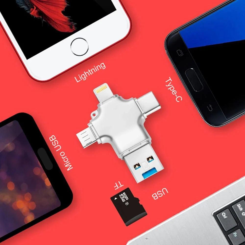 Card Reader Four-Connector MicroSD Support