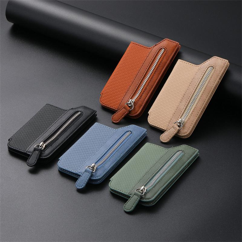 Card Wallet PU Leather RFID-Blocking Zipper & Magnetic Closure