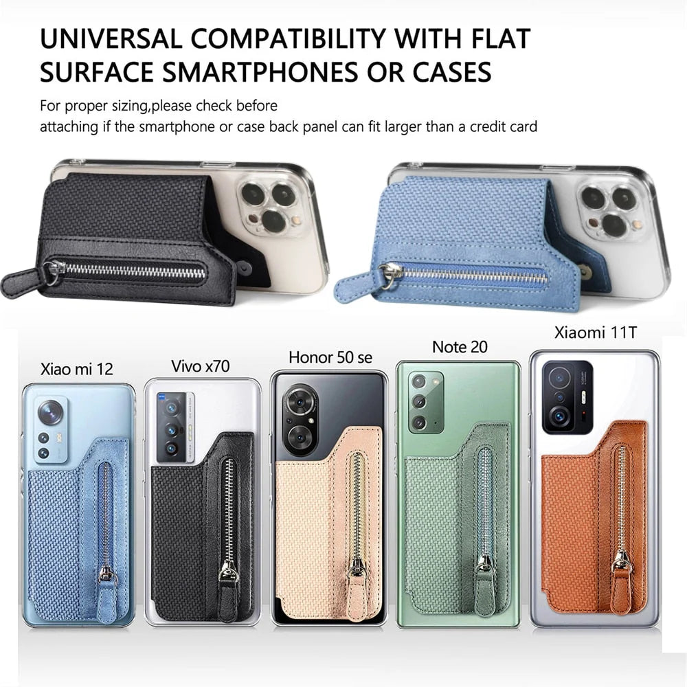 Card Wallet PU Leather RFID-Blocking Zipper & Magnetic Closure