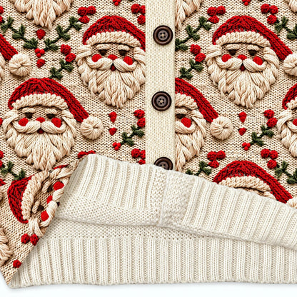 Cardigan Button-Front Soft Stretch Knit Holiday Print