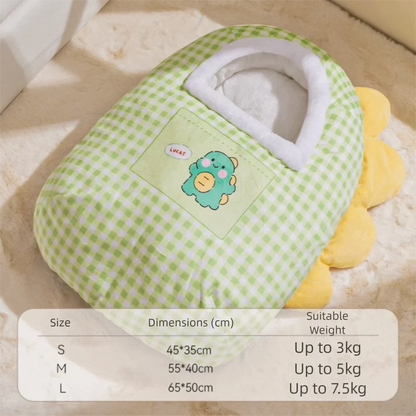 Cat Bed Semi-Enclosed Fleece Interior Non-Slip Base