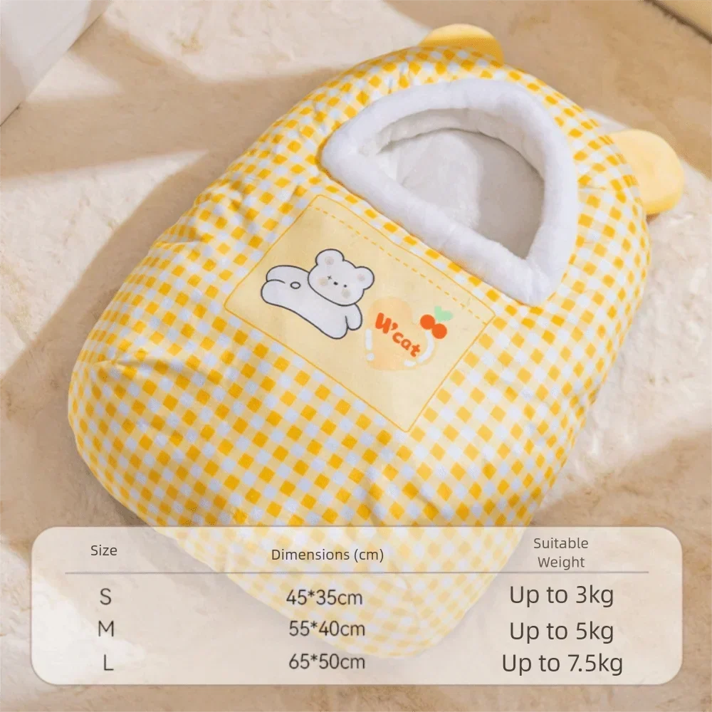 Cat Bed Semi-Enclosed Fleece Interior Non-Slip Base
