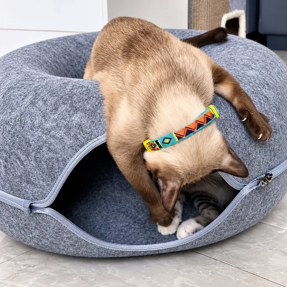 Cat Cave Bed Thick Felt Zip-On Top