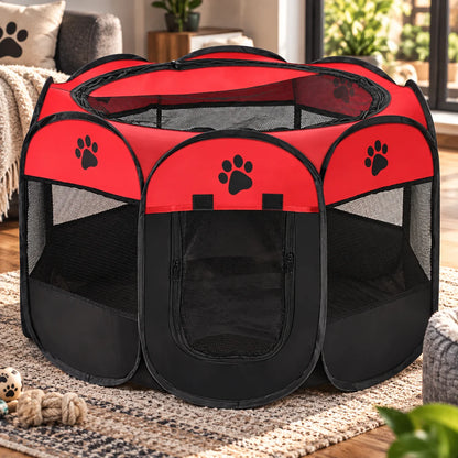 Cat Playpen Foldable Breathable Mesh Steel Frame & Carry Bag