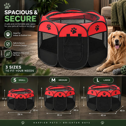 Cat Playpen Foldable Breathable Mesh Steel Frame & Carry Bag