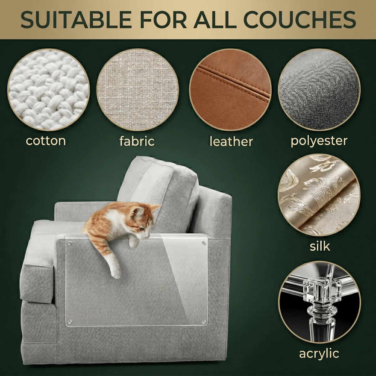 Cat Scratch Protector Clear Self-Adhesive Set of 8
