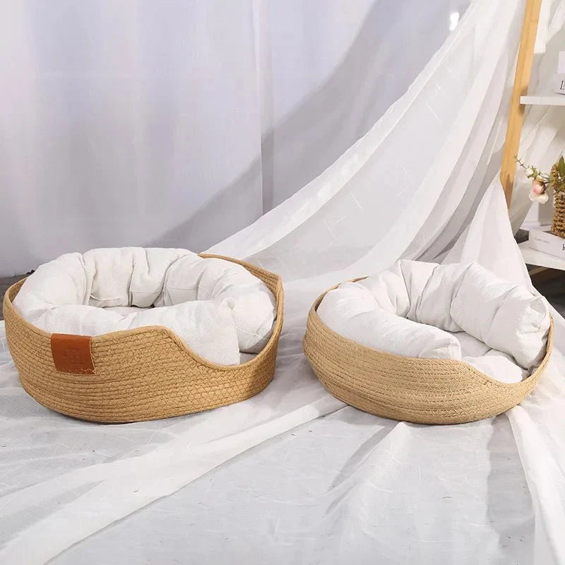 Cat Sofa Bamboo Frame Breathable Cotton Cushion Removable Washable Cover