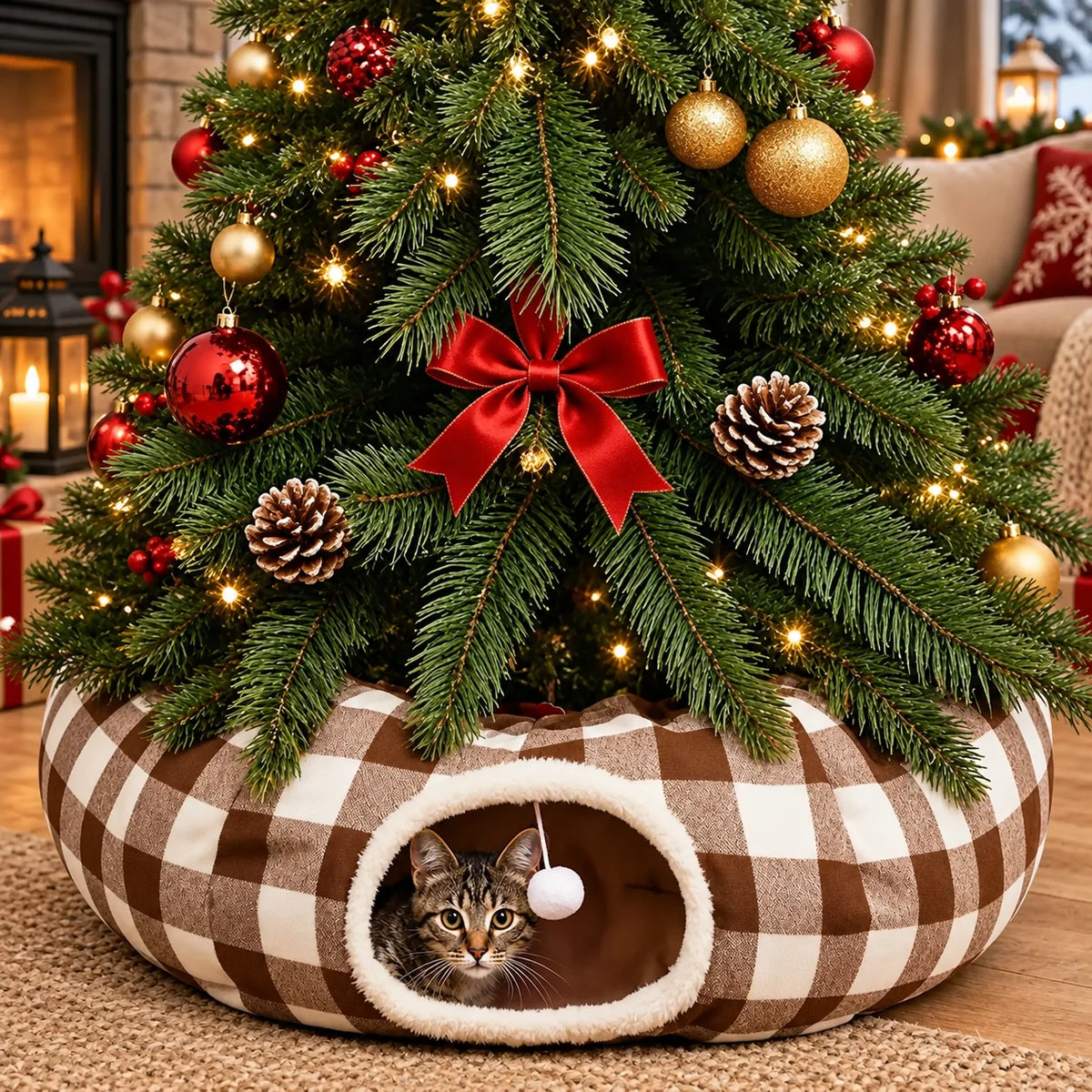Cat Tunnel & Tree Skirt Convertible Padded Cushion