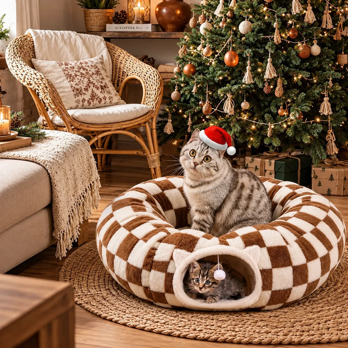 Cat Tunnel & Tree Skirt Convertible Padded Cushion
