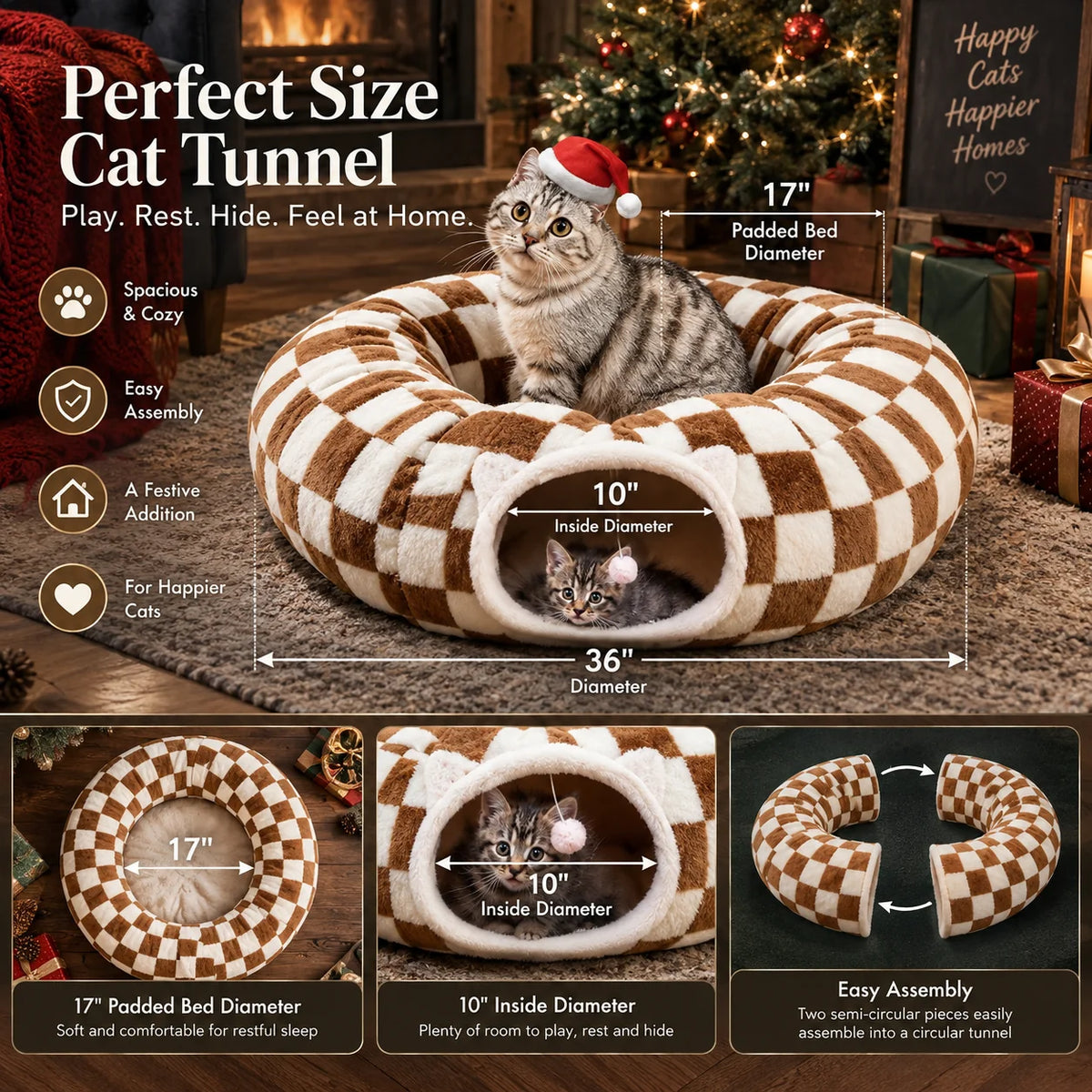 Cat Tunnel & Tree Skirt Convertible Padded Cushion