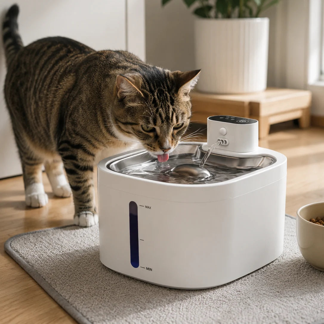 Cat Water Fountain Wireless Motion-Sensing Stainless Steel 0.92-Gallon Capacity