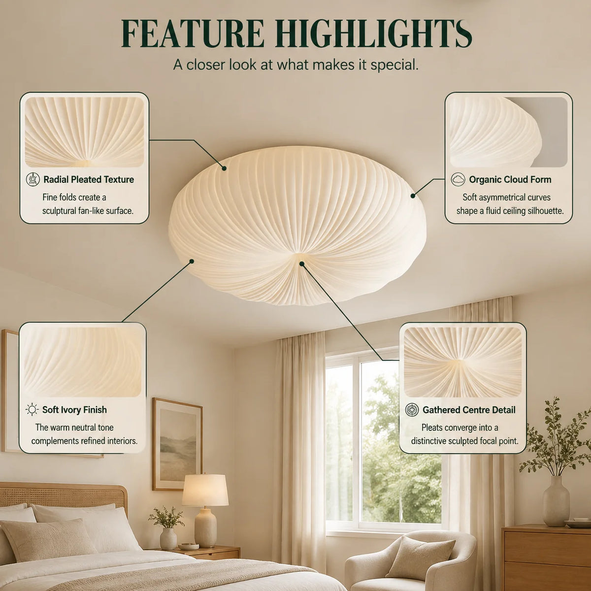 Ceiling Light Dome Soft Diffused Minimalist Iron Frame