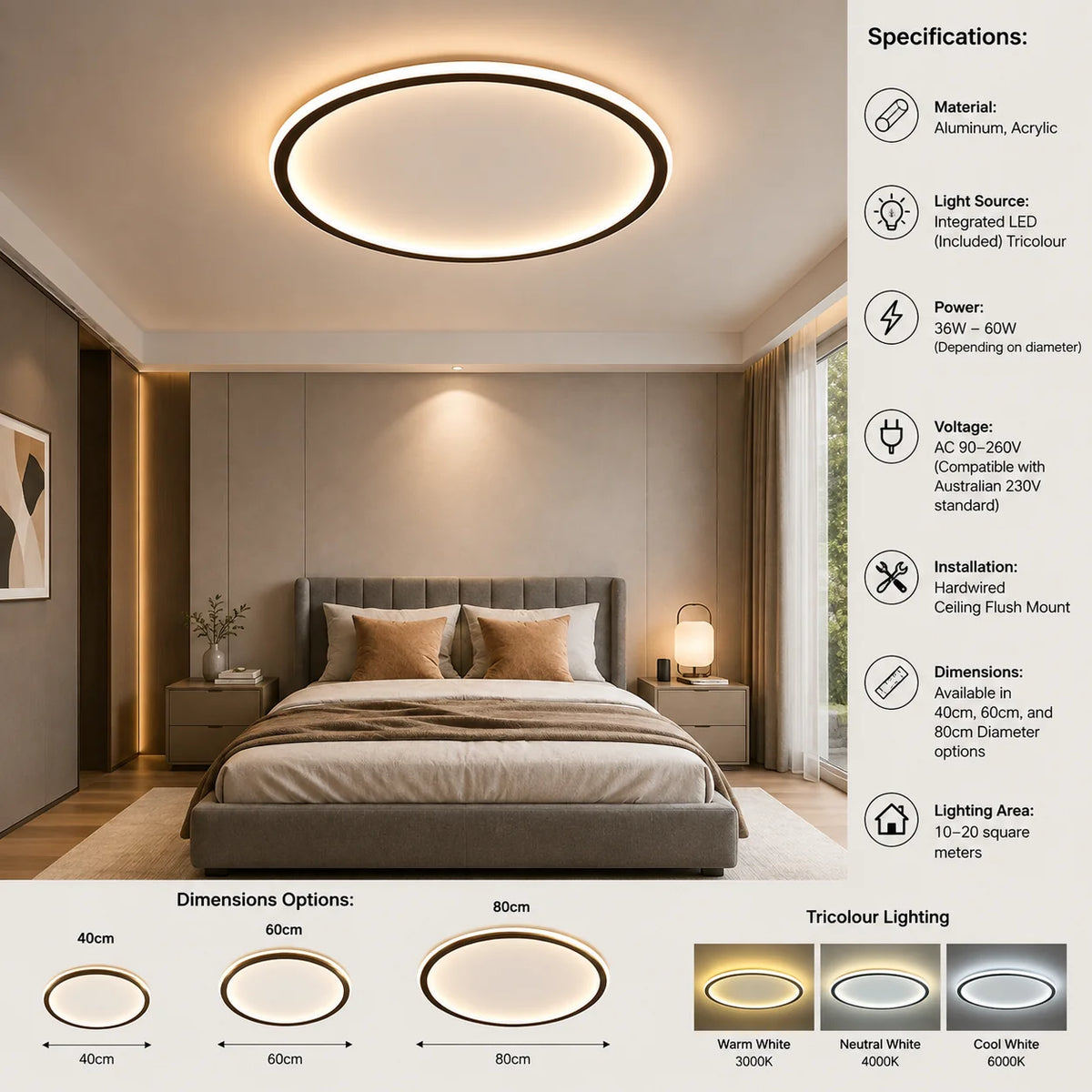 Ceiling Light Integrated LED Ring Flush Mount