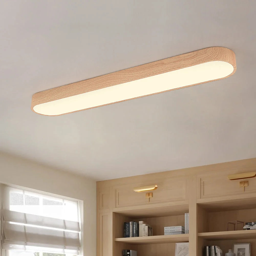 Ceiling Light Oval Integrated LED Oak Frame