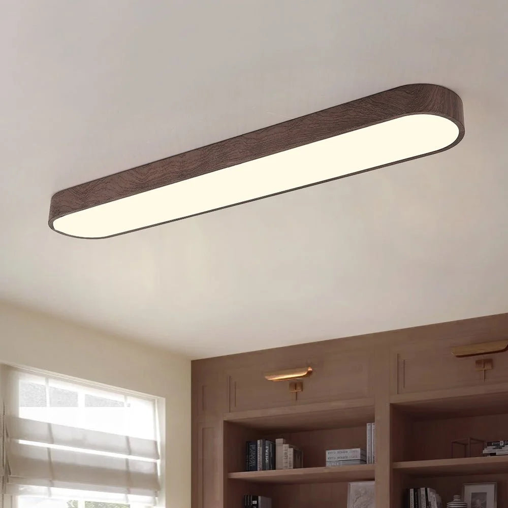 Ceiling Light Oval Integrated LED Oak Frame