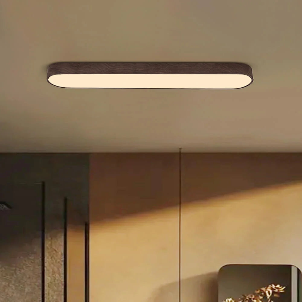 Ceiling Light Oval Integrated LED Oak Frame