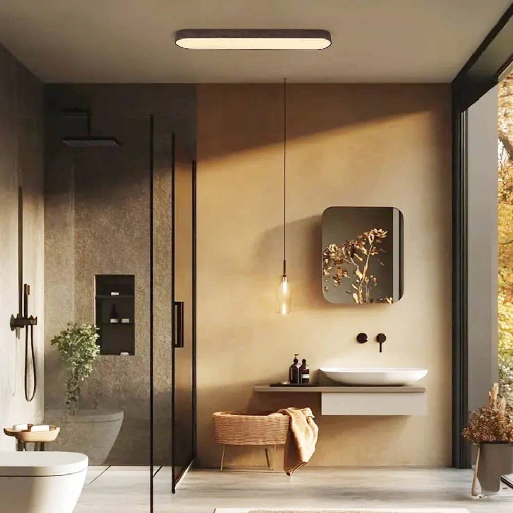 Ceiling Light Oval Integrated LED Oak Frame