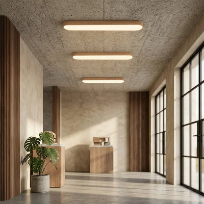 Ceiling Light Oval Integrated LED Oak Frame