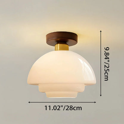 Ceiling Light Solid Walnut & Glass E27 LED Included