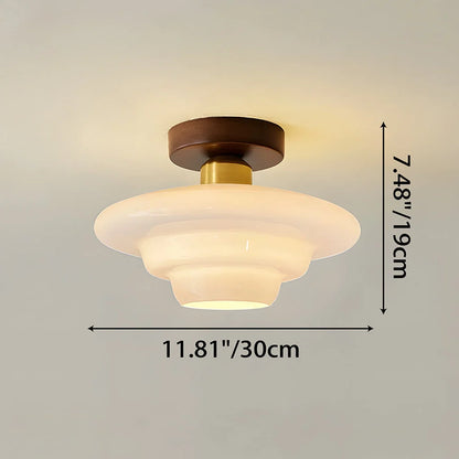 Ceiling Light Solid Walnut & Glass E27 LED Included